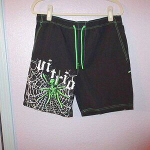 Vitriol Fusion Spider Web Board Swim Shorts Size M Gothic Skull Biker Grunge
